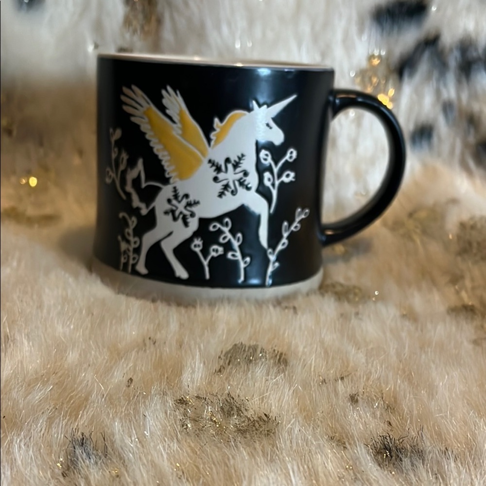 Black Mug with Unicorn Design